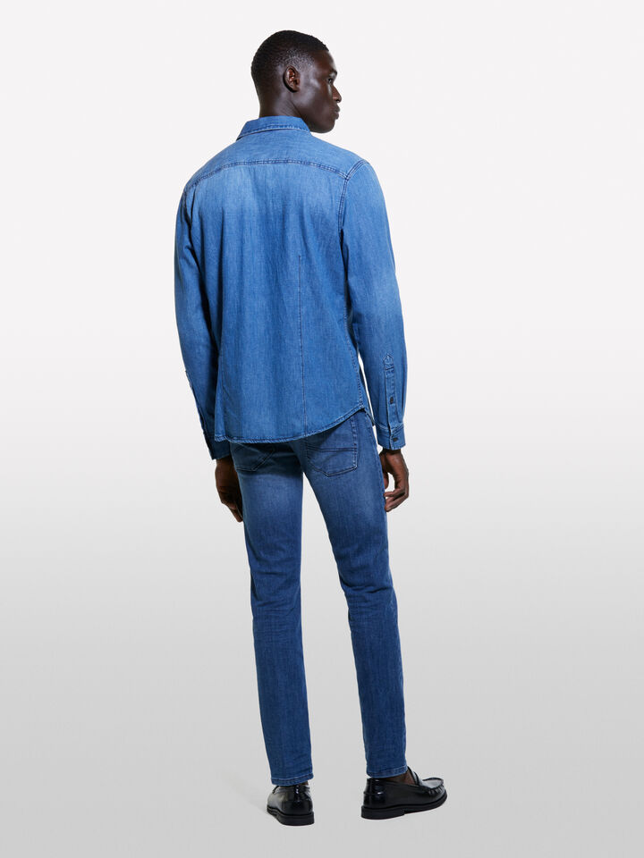 Camicia di jeans blu regular fit - camicie regular da uomo - Blu | Sisley image number 3